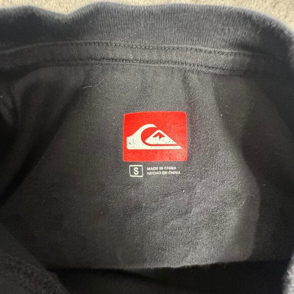 Quiksilver Black Golden Hours Skeleton Surfing Print Surf Graphic T-shirt S - Picture 3 of 6